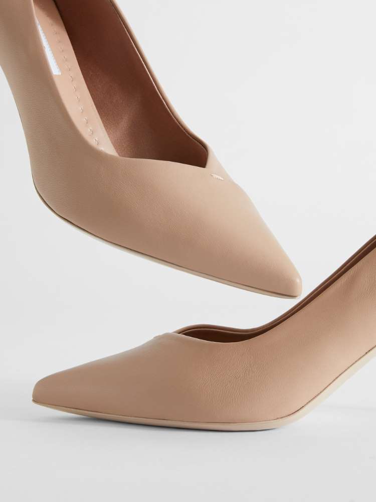 纳帕皮高跟鞋 - 米色 - Marina Rinaldi - 5