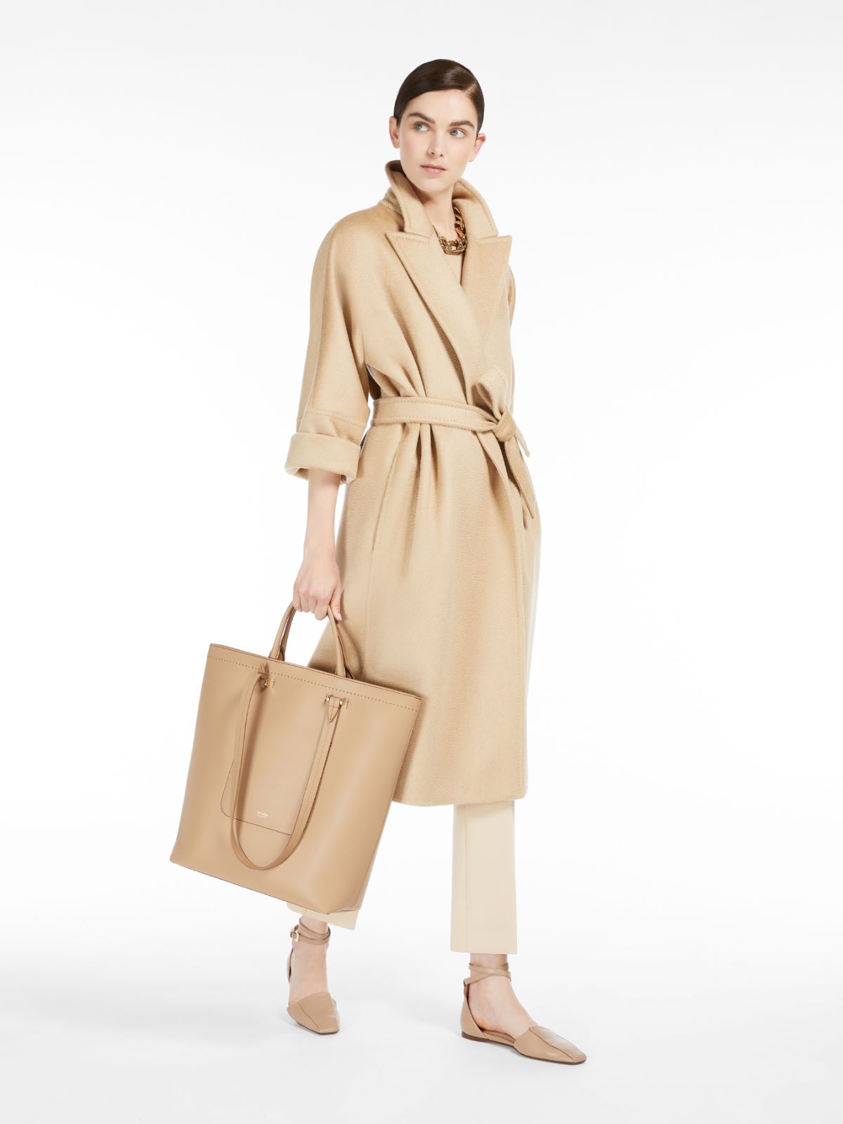 浴袍式羊绒大衣 - 白色 - Marina Rinaldi