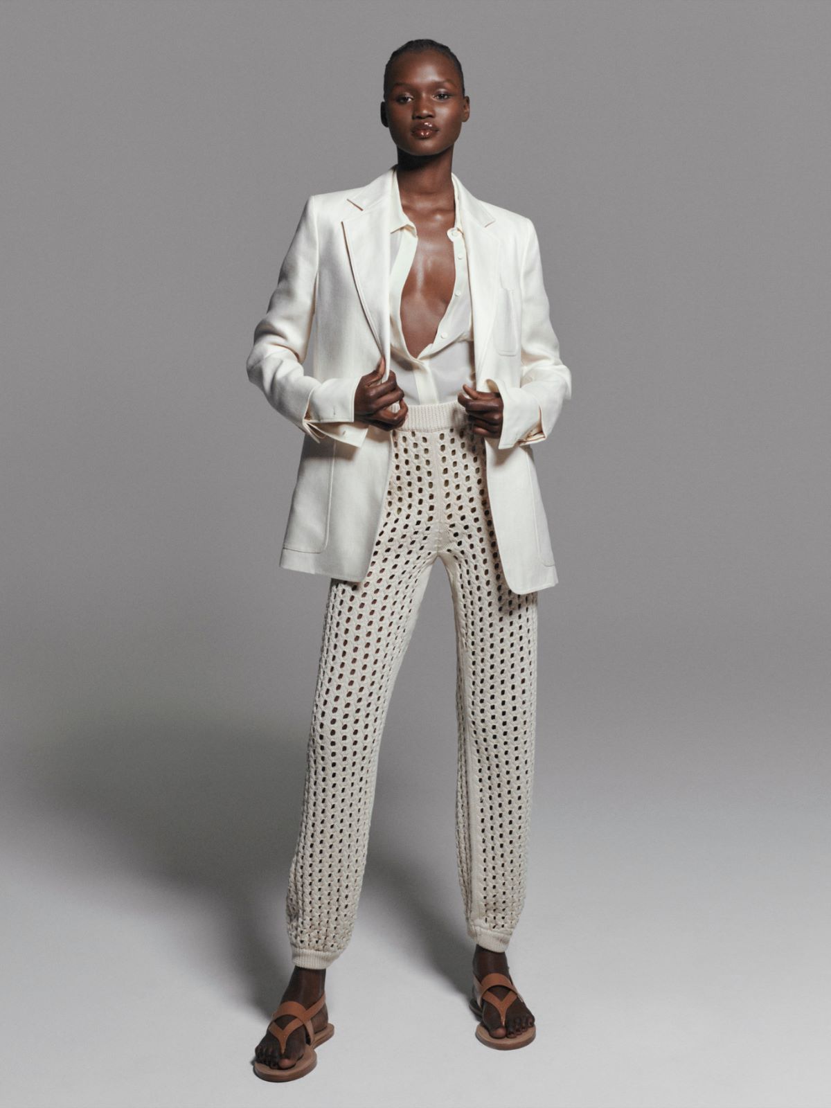 纯色西装外套 - 白色 - Marina Rinaldi