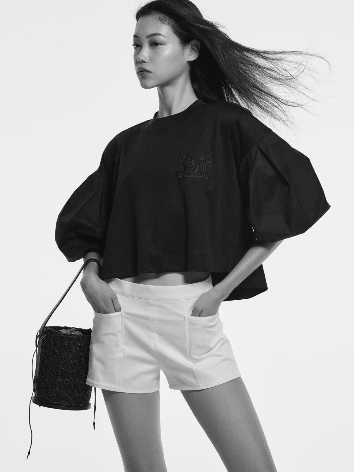 纯色华达呢短裤 - 白色 - Marina Rinaldi