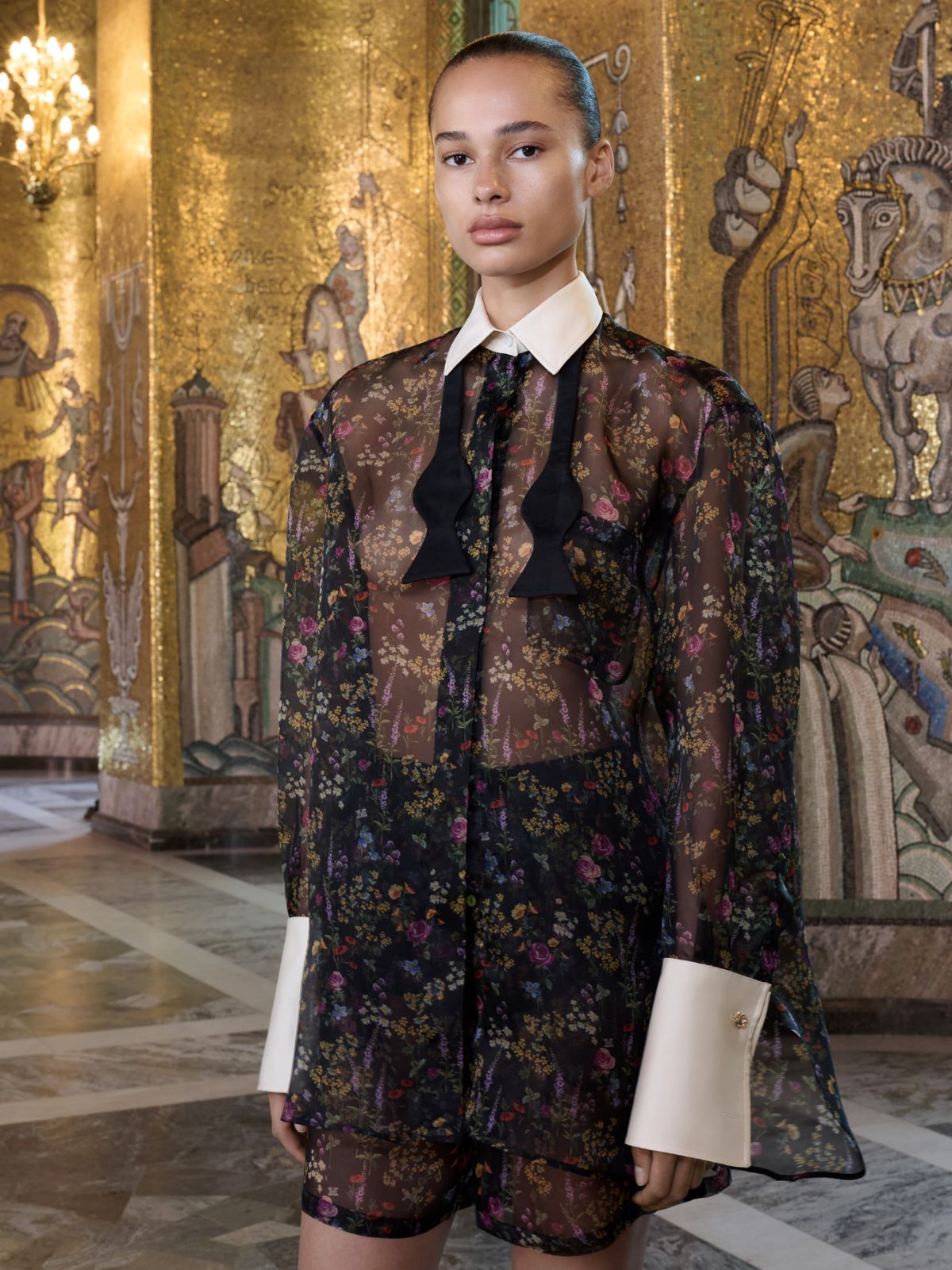 真丝印花衬衫 - 黑色 - Marina Rinaldi