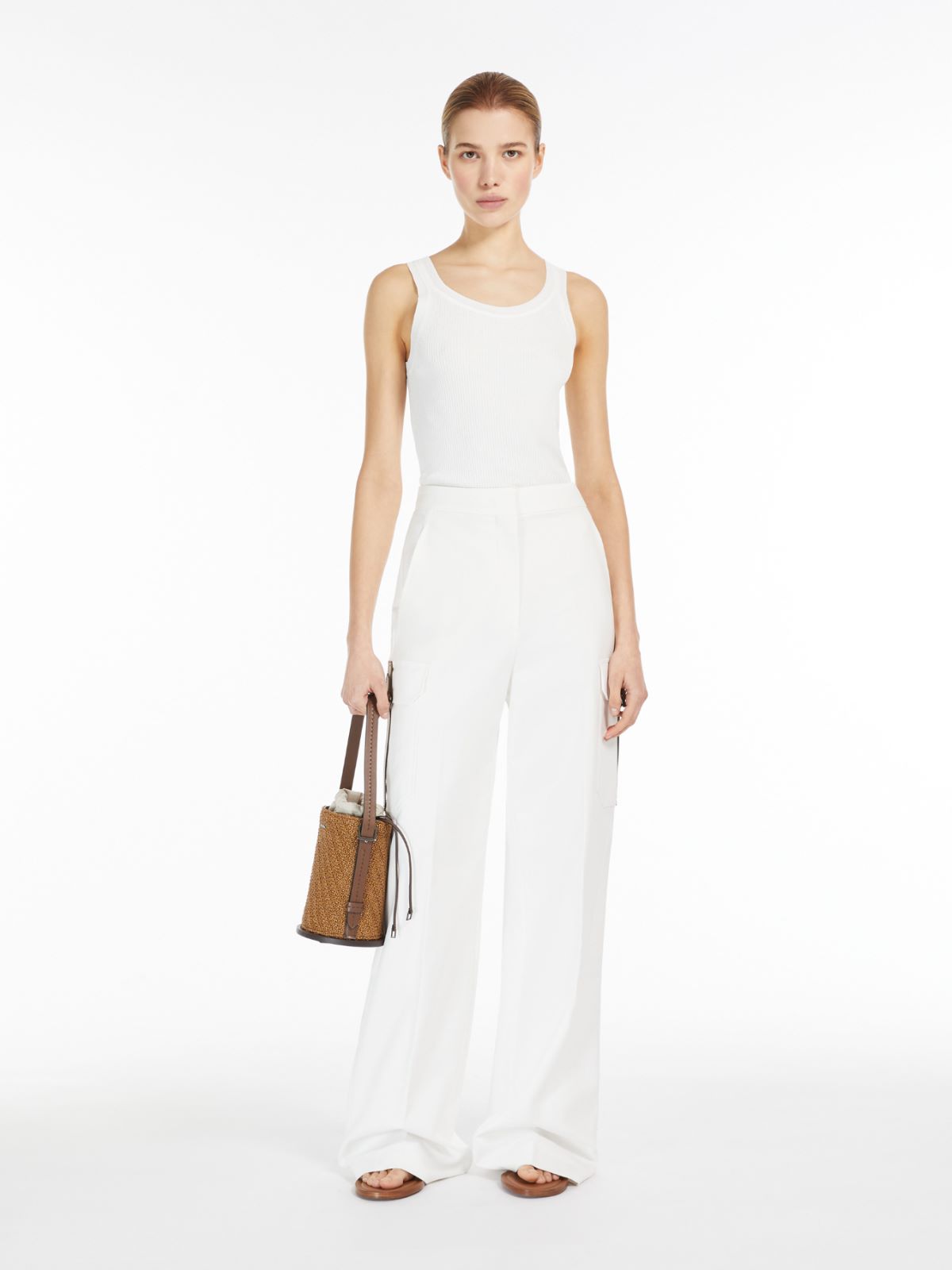 纯色针织背心 - 白色 - Marina Rinaldi