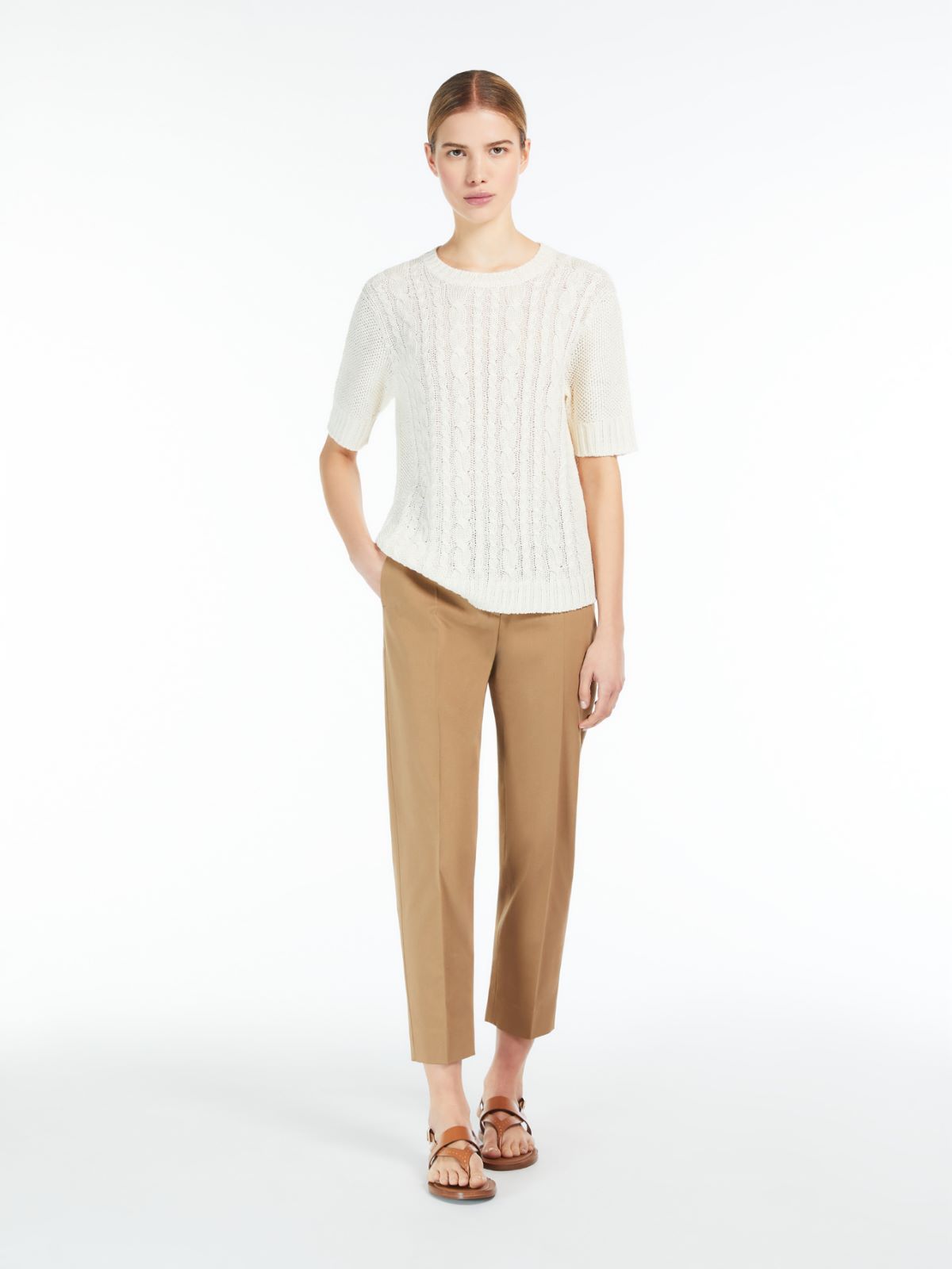 短袖圆领毛衣 - 白色 - Marina Rinaldi