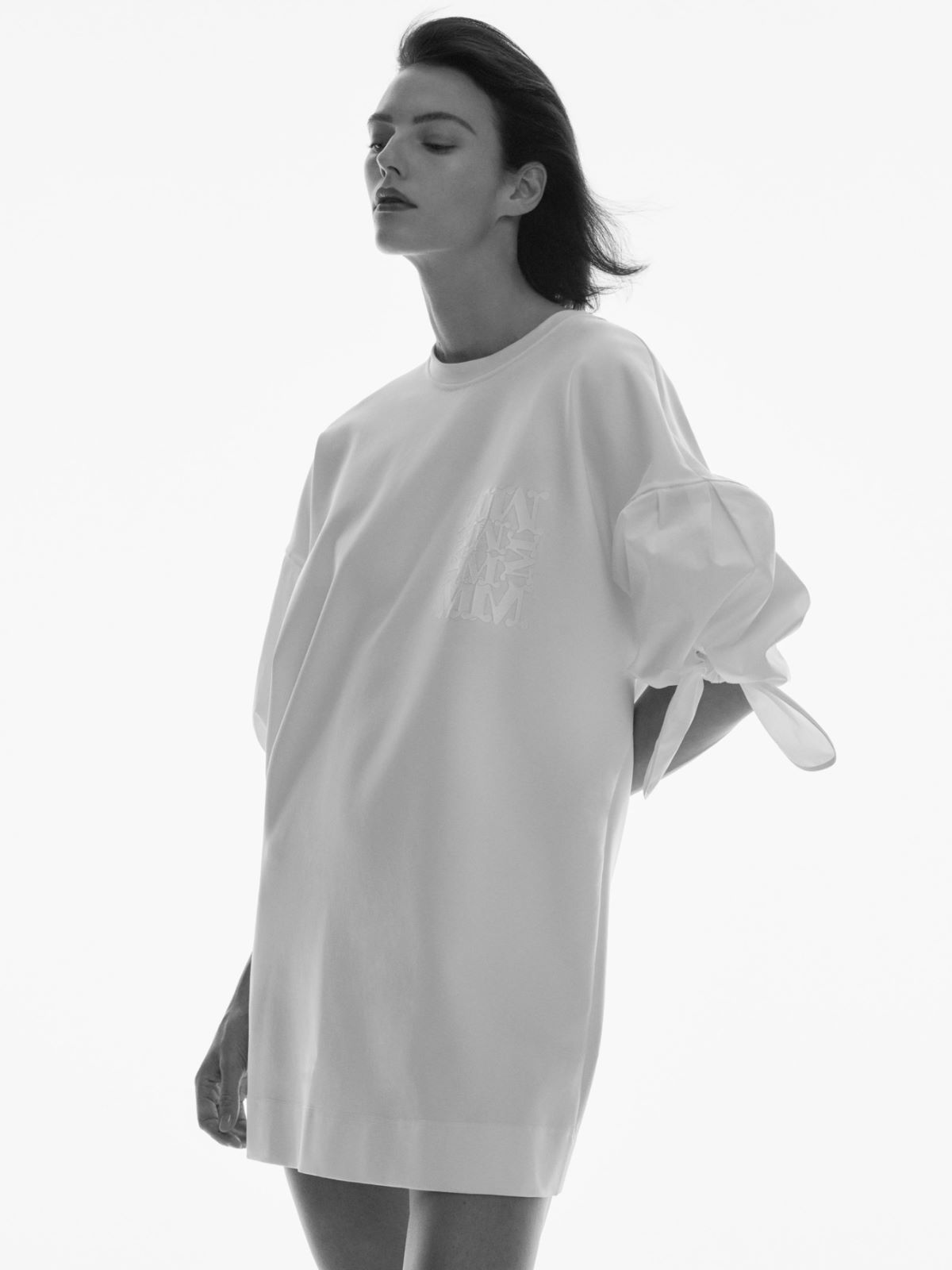 棉府绸 T 恤连衣裙 - 白色 - Marina Rinaldi