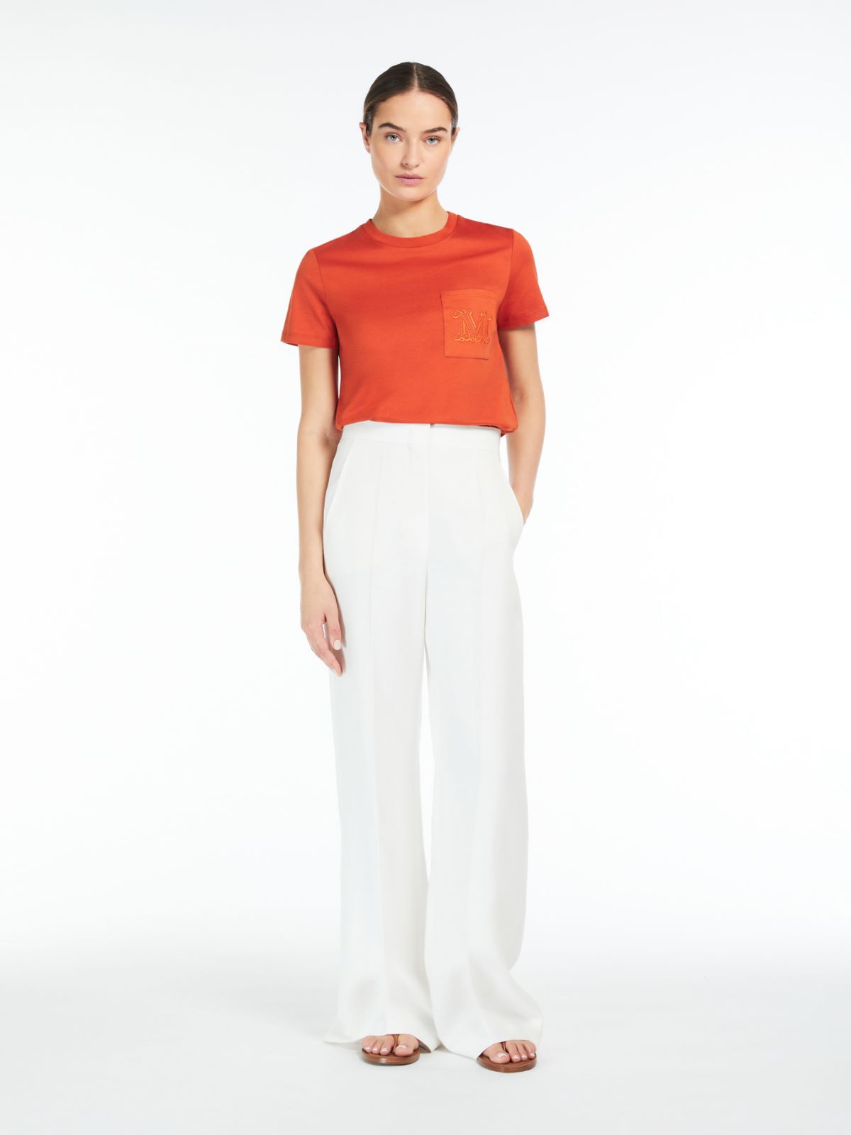 短袖圆领 T 恤 - 褐色 - Marina Rinaldi