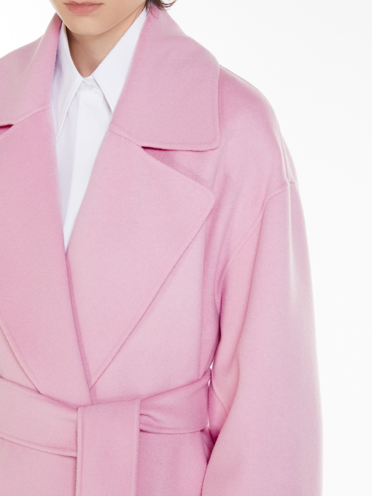 绵羊毛浴袍式大衣 - 粉红色 - Marina Rinaldi - 4