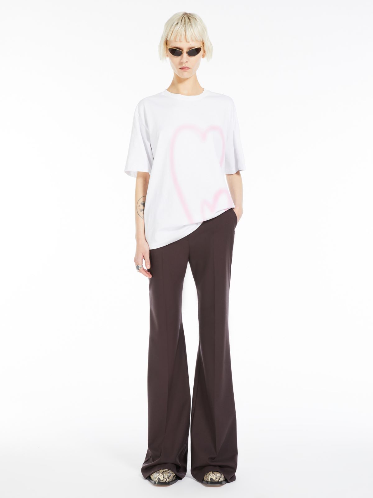 印花针织T恤 - 白色 - Marina Rinaldi