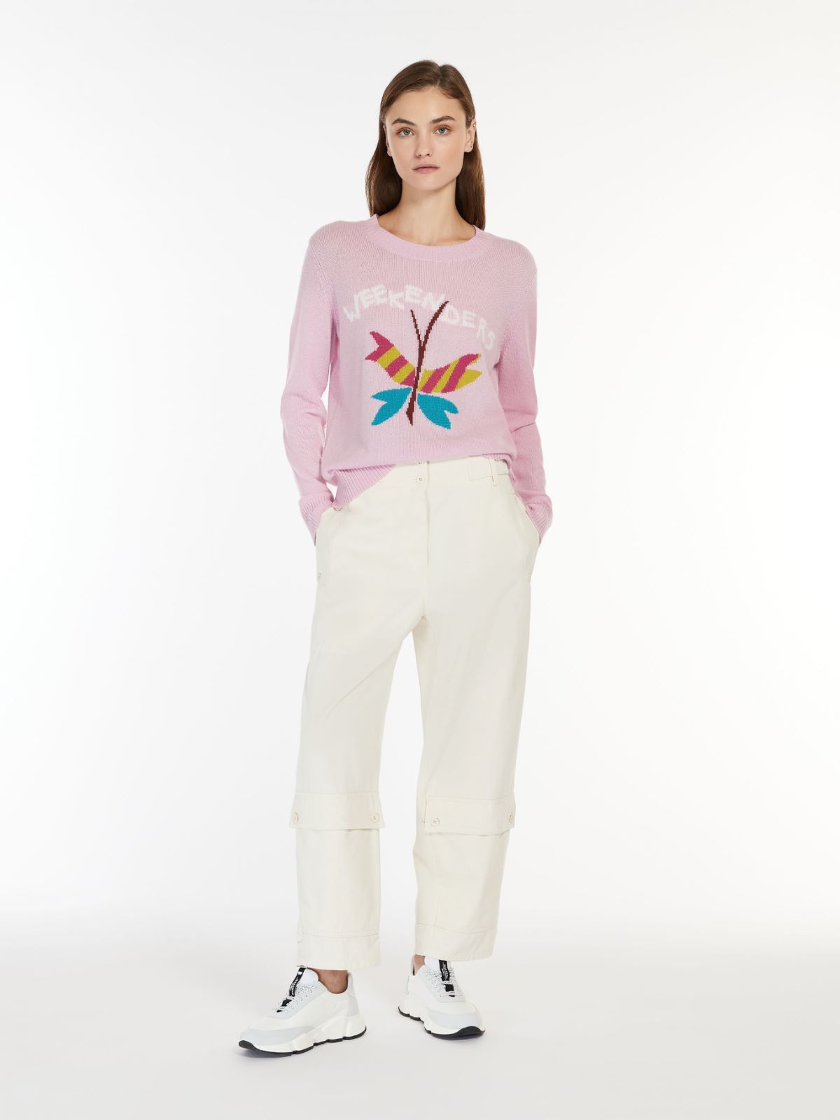 羊绒圆领印花毛衣 - 粉红色 - Marina Rinaldi