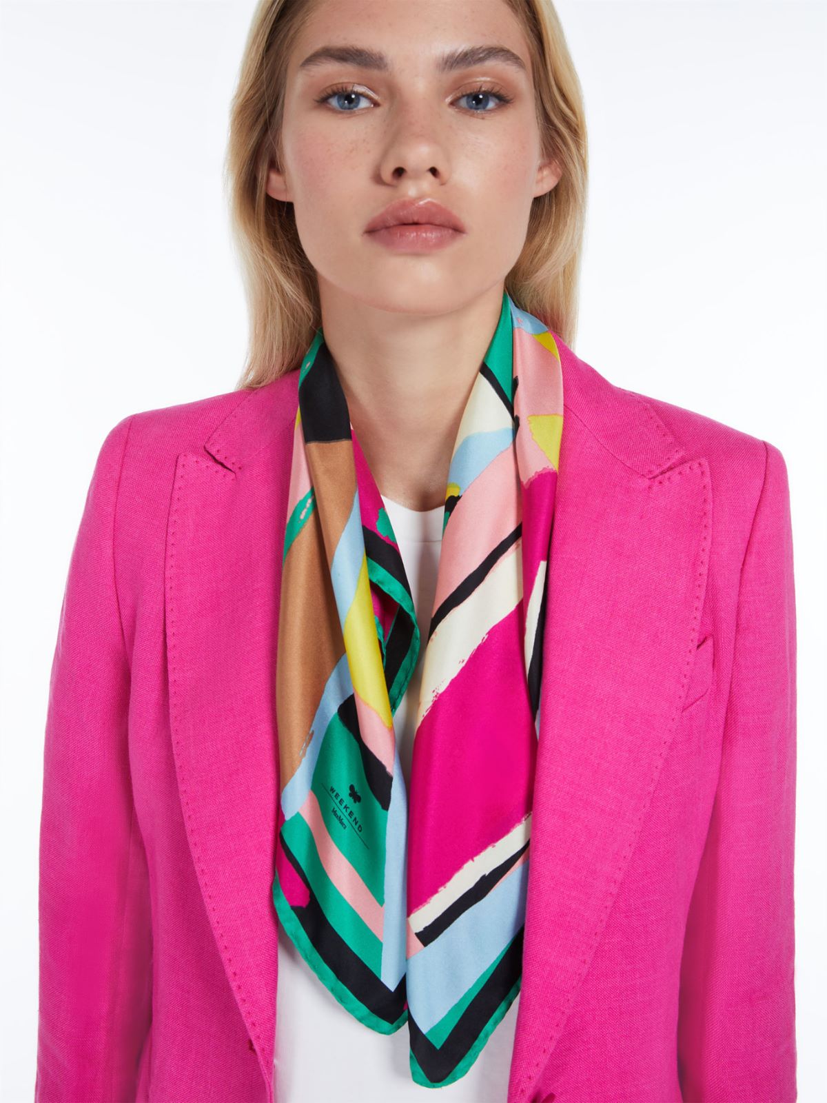 真丝印花方巾 - 米色 - Marina Rinaldi