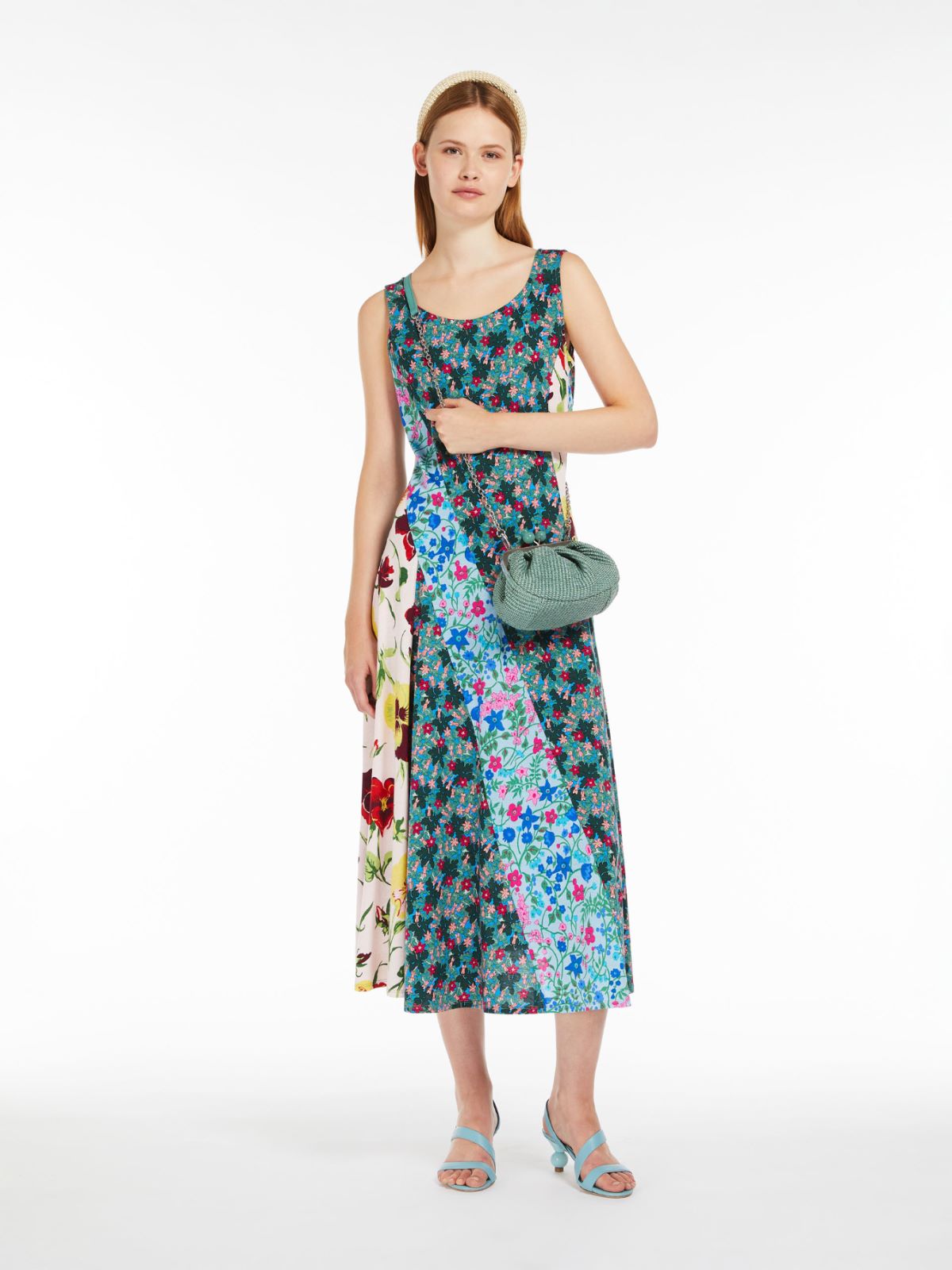 棉质印花连衣裙 - 绿色 - Marina Rinaldi