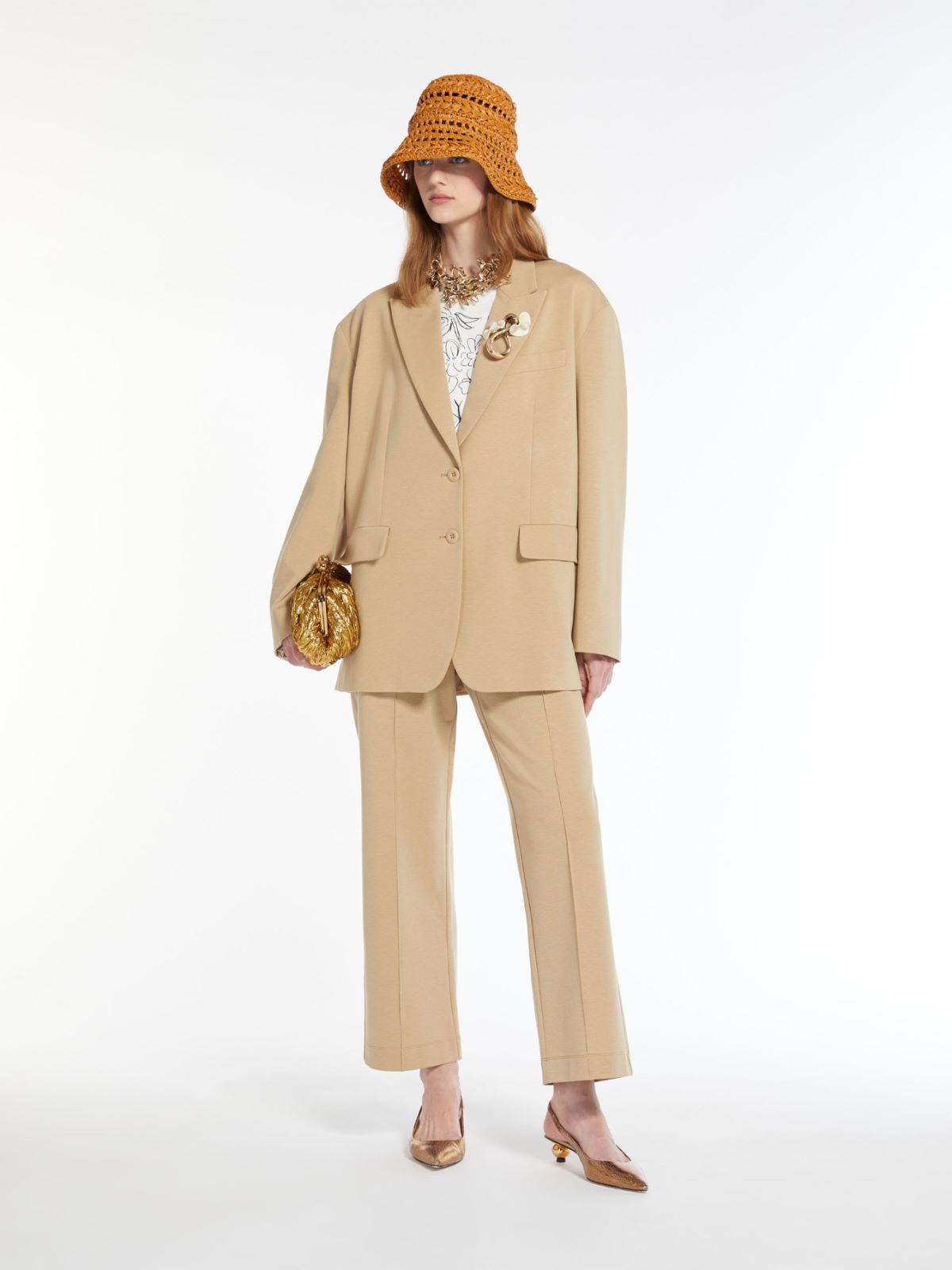 廓形西装外套 - 米色 - Marina Rinaldi