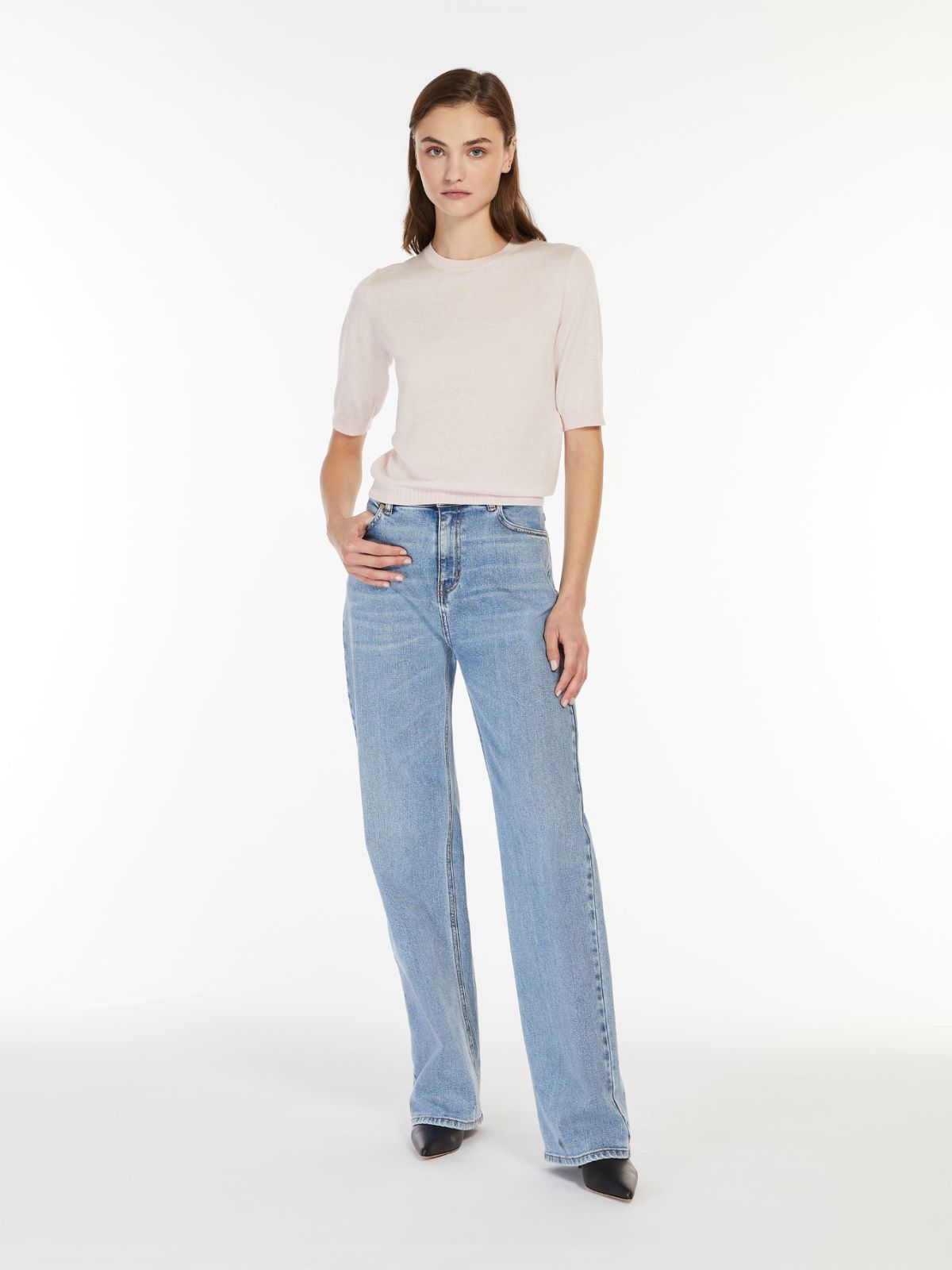 短袖圆领毛衣 - 粉红色 - Marina Rinaldi