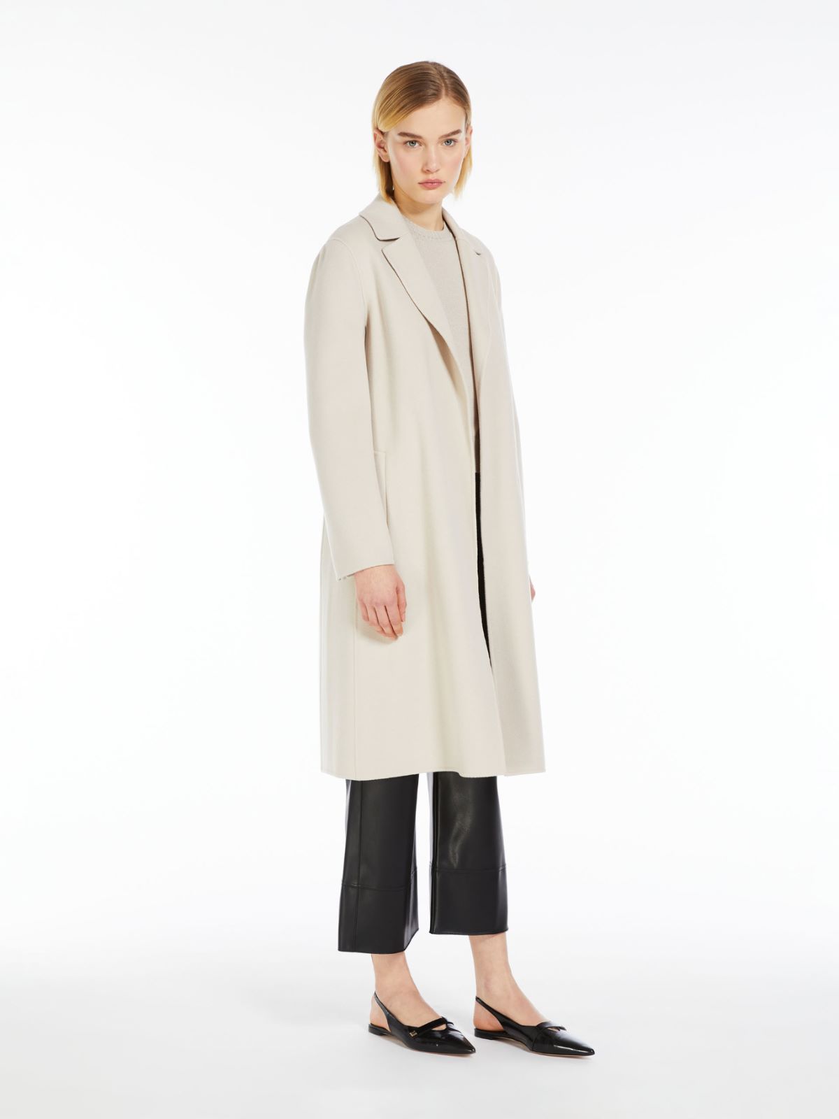 绵羊毛长袍式大衣 - 香草色 - Marina Rinaldi