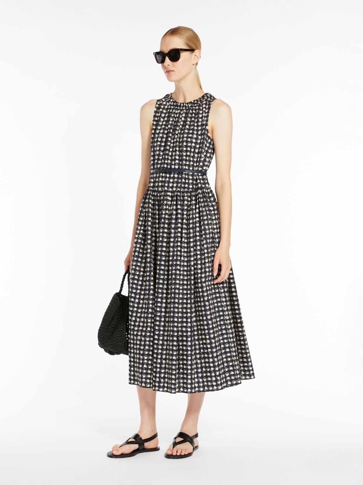 印花棉府绸连衣裙 - 蓝色 - Marina Rinaldi