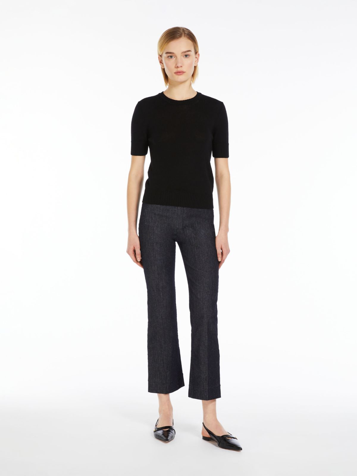 绵羊毛圆领毛衣 - 黑色 - Marina Rinaldi