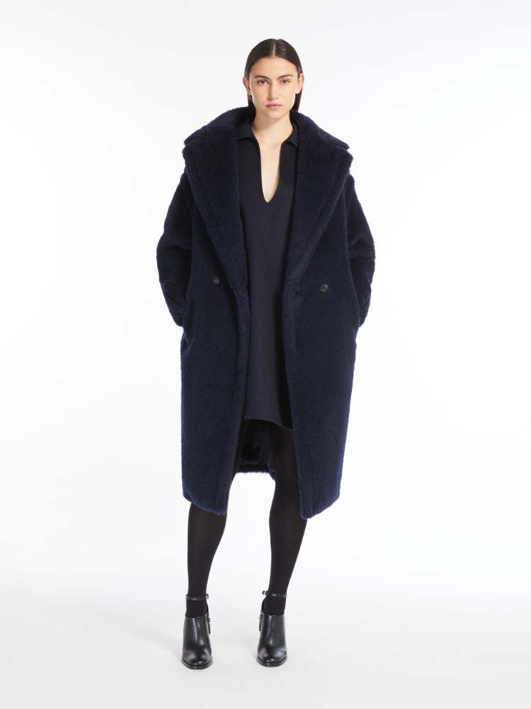 Teddy Bear Icon Coat in alpaca and wool - 蓝色 - Marina Rinaldi - 2