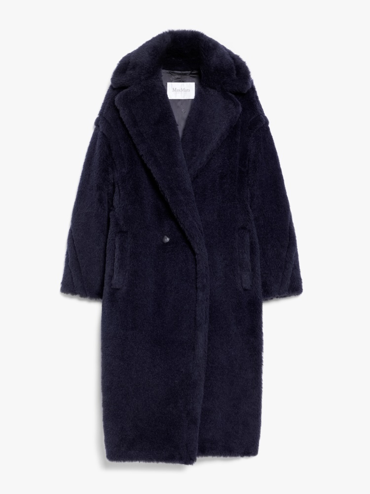 Teddy Bear Icon Coat in alpaca and wool - 蓝色 - Marina Rinaldi