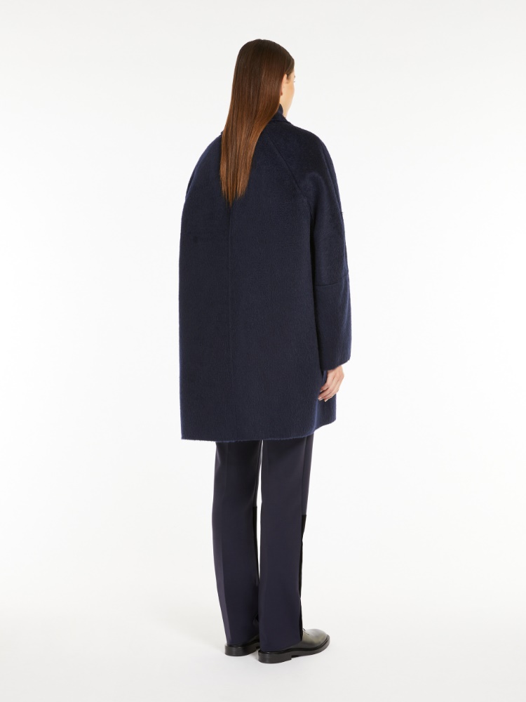 Oversized coat in camel and mohair - 蓝色 - Marina Rinaldi - 3