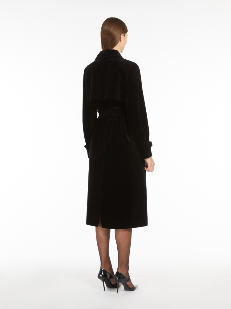 Water-repellent velvet trench coat - 黑色 - Marina Rinaldi - 3