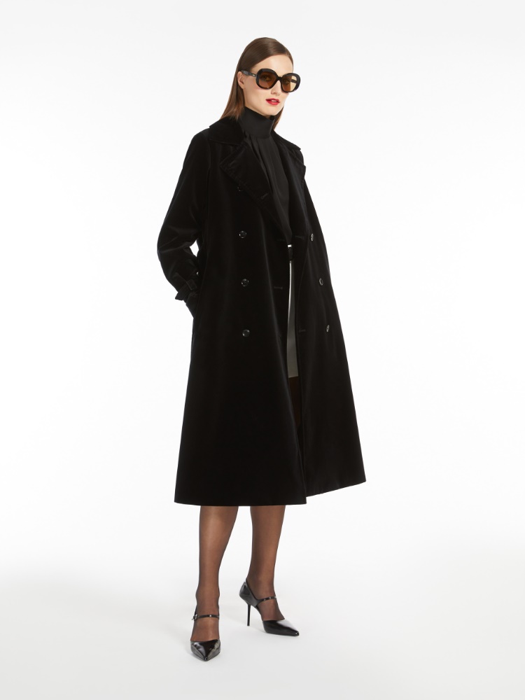 Water-repellent velvet trench coat - 黑色 - Marina Rinaldi - 2