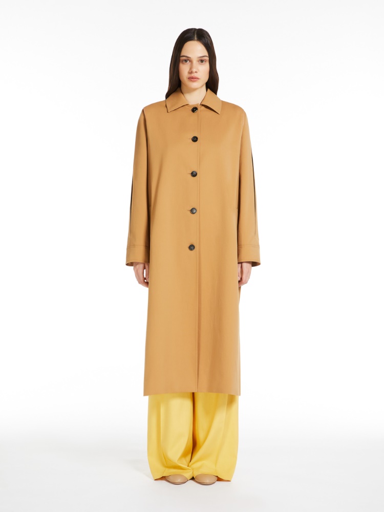 Water-repellent gabardine flared trench coat - 蜂蜜色 - Marina Rinaldi - 2