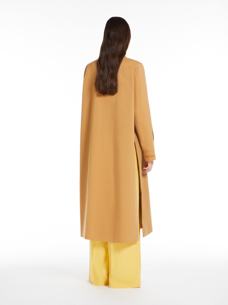 Water-repellent gabardine flared trench coat - 蜂蜜色 - Marina Rinaldi - 3