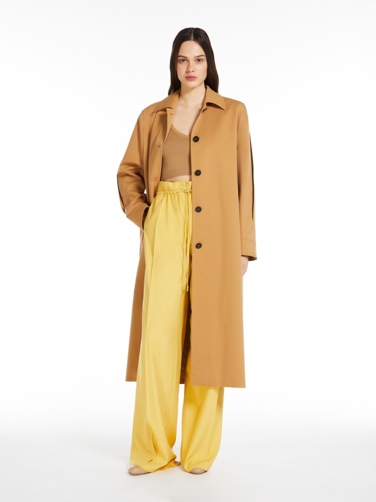 Water-repellent gabardine flared trench coat - 蜂蜜色 - Marina Rinaldi - 2