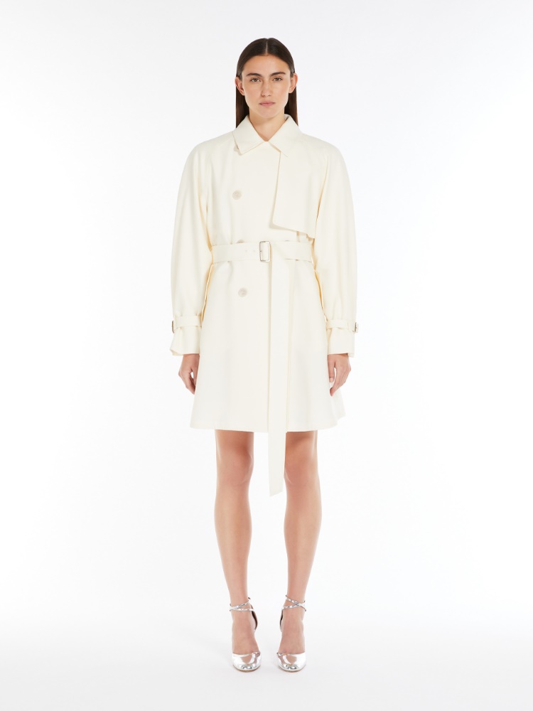 Flared trench coat in wool and silk - 香草色 - Marina Rinaldi - 2