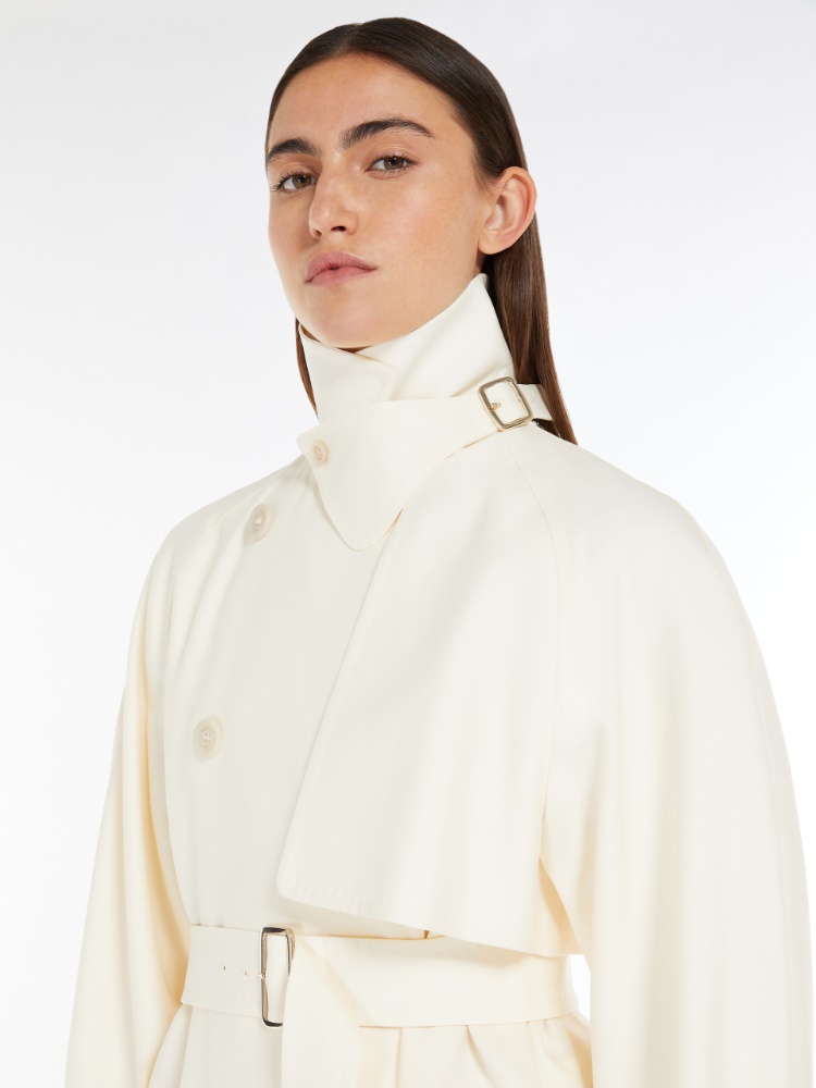 Flared trench coat in wool and silk - 香草色 - Marina Rinaldi - 4