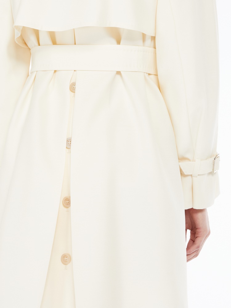 Flared trench coat in wool and silk - 香草色 - Marina Rinaldi - 5