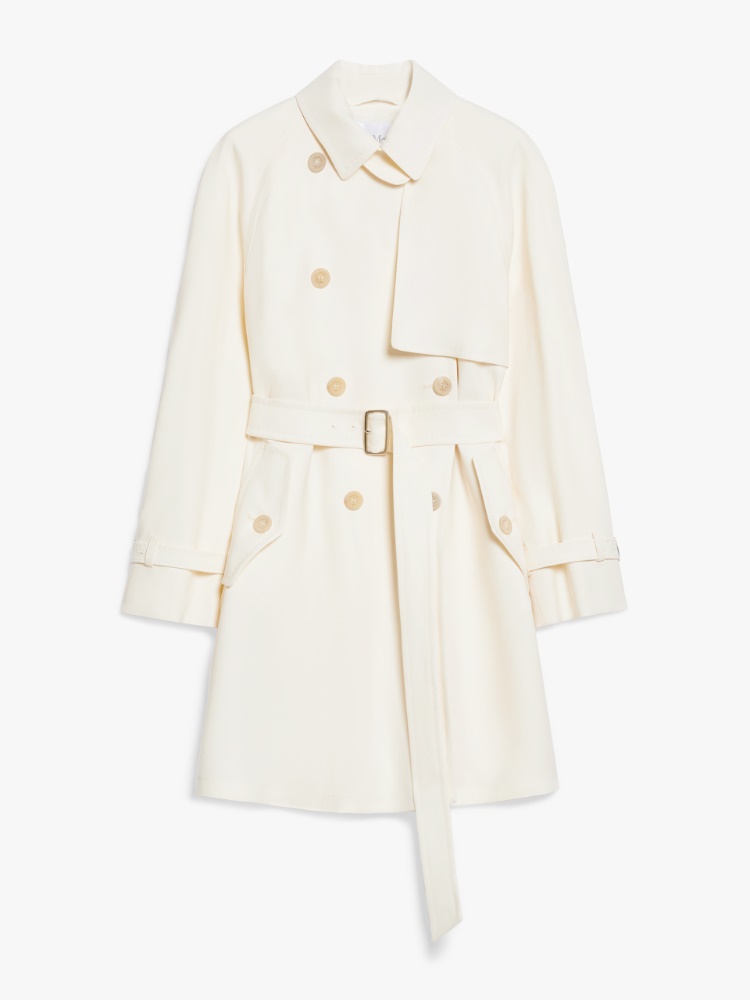 Flared trench coat in wool and silk - 香草色 - Marina Rinaldi