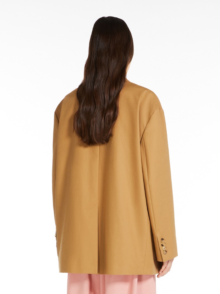 Oversize blazer in cotton canvas - 蜂蜜色 - Marina Rinaldi - 3