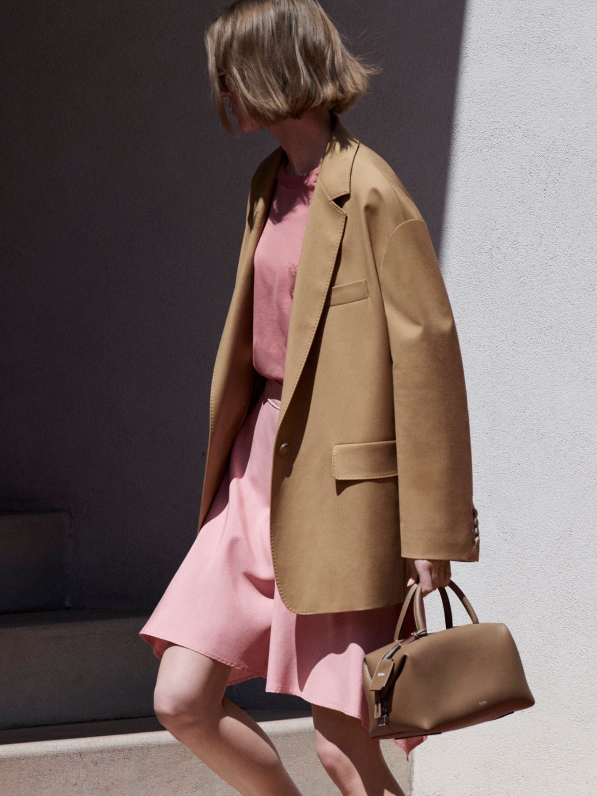 Oversize blazer in cotton canvas - 蜂蜜色 - Marina Rinaldi