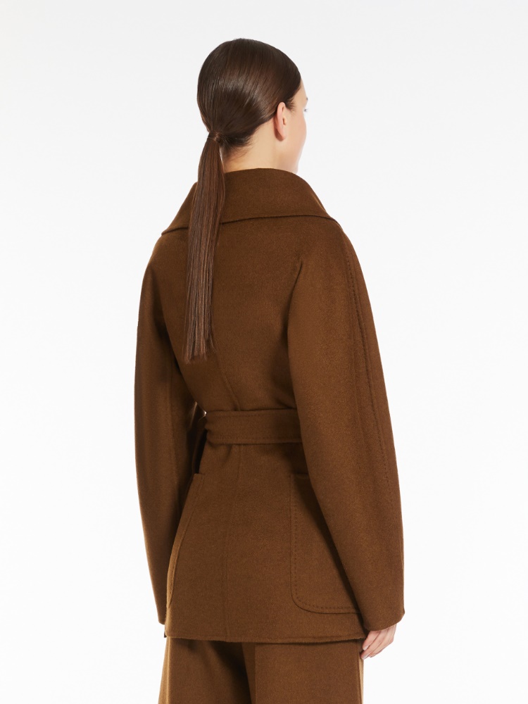 Camel wrap-over jacket - 褐色 - Marina Rinaldi - 3