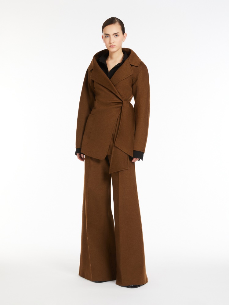 Camel wrap-over jacket - 褐色 - Marina Rinaldi - 2