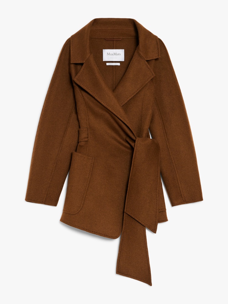 Camel wrap-over jacket - 褐色 - Marina Rinaldi
