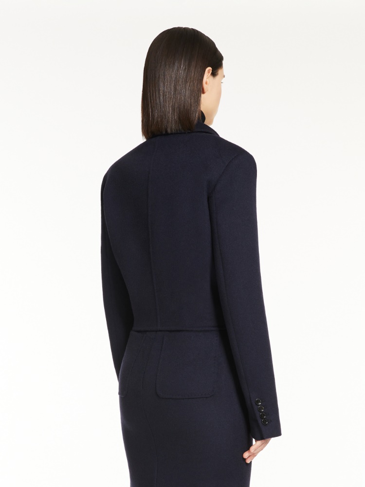 Camel hair jacket with sash - 蓝色 - Marina Rinaldi - 3