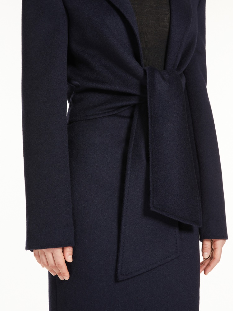 Camel hair jacket with sash - 蓝色 - Marina Rinaldi - 4