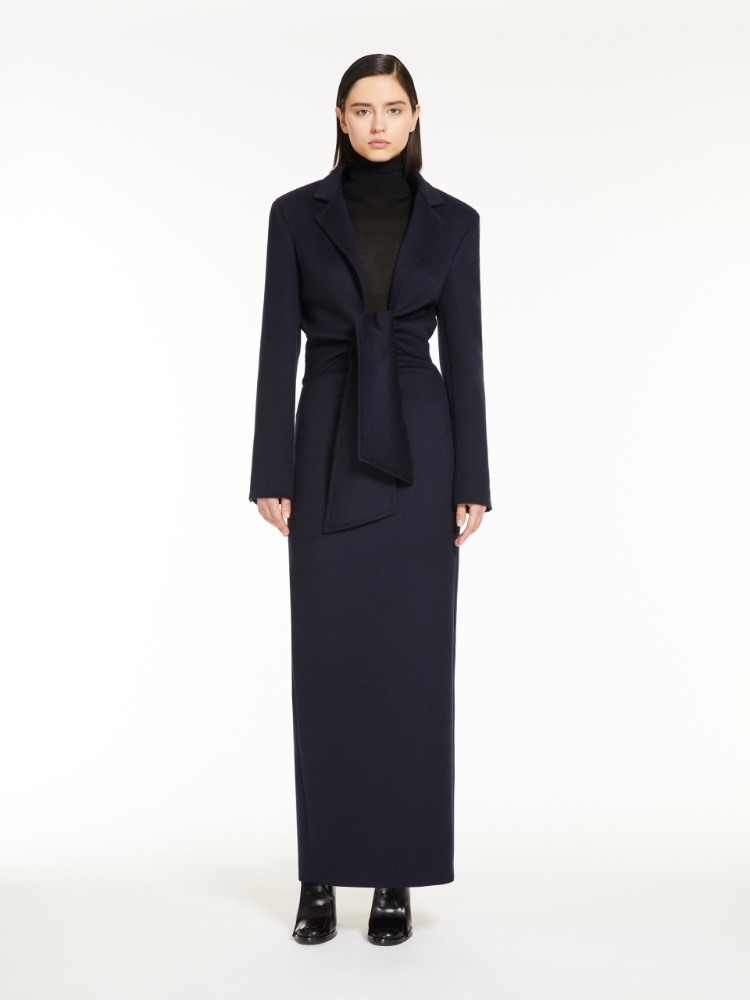 Camel hair jacket with sash - 蓝色 - Marina Rinaldi - 2