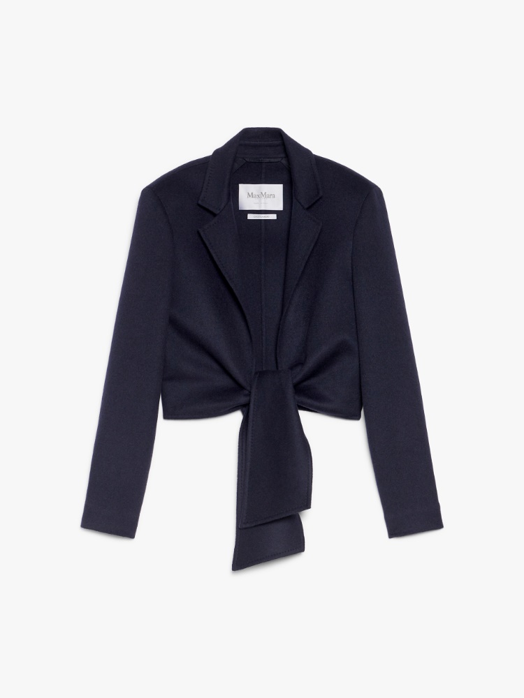 Camel hair jacket with sash - 蓝色 - Marina Rinaldi