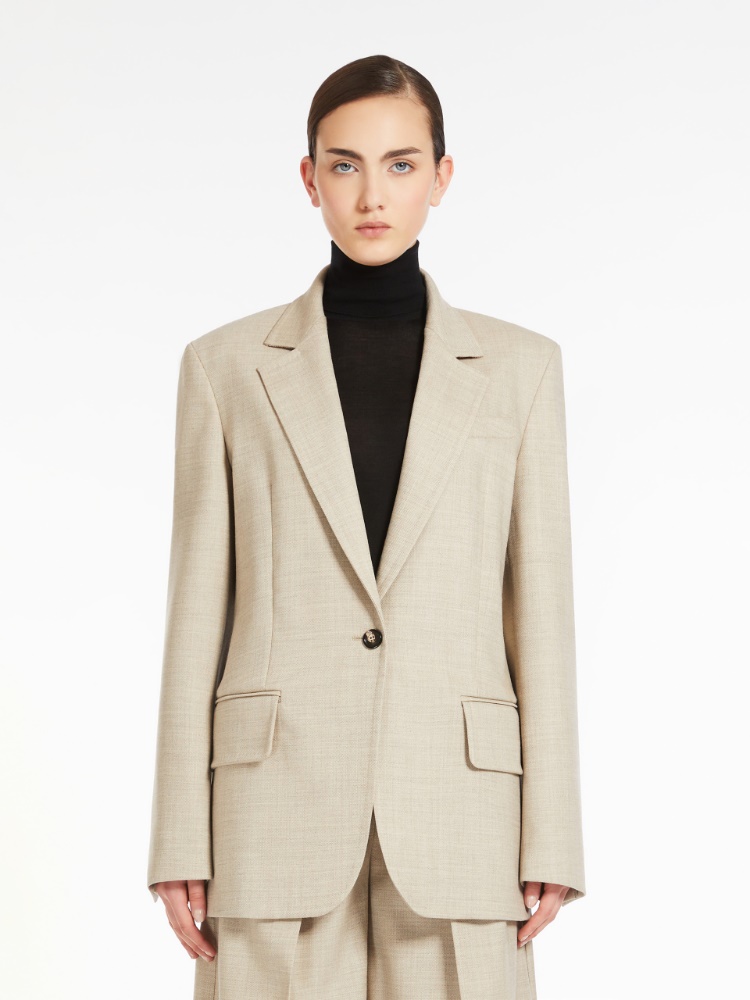 Single-breasted blazer in mélange wool - 米色 - Marina Rinaldi - 2