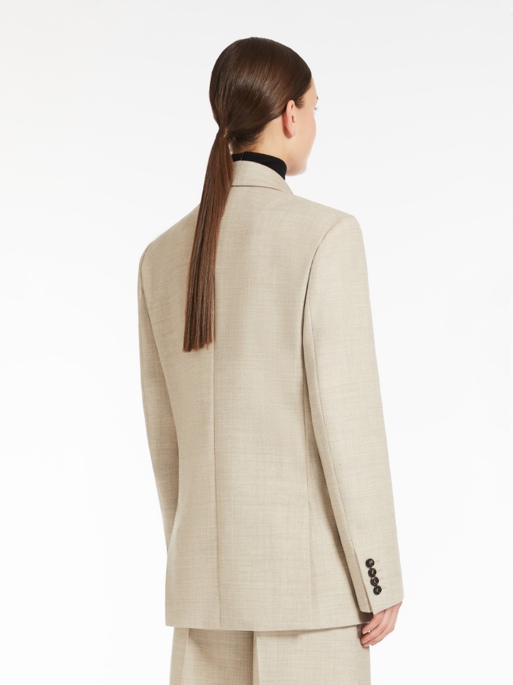 Single-breasted blazer in mélange wool - 米色 - Marina Rinaldi - 3