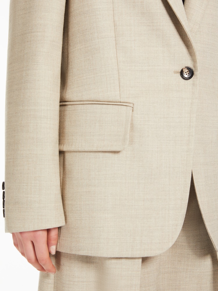 Single-breasted blazer in mélange wool - 米色 - Marina Rinaldi - 4