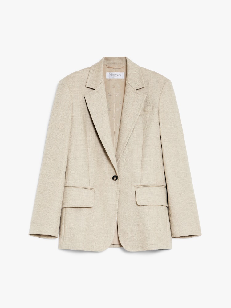 Single-breasted blazer in mélange wool - 米色 - Marina Rinaldi - 6