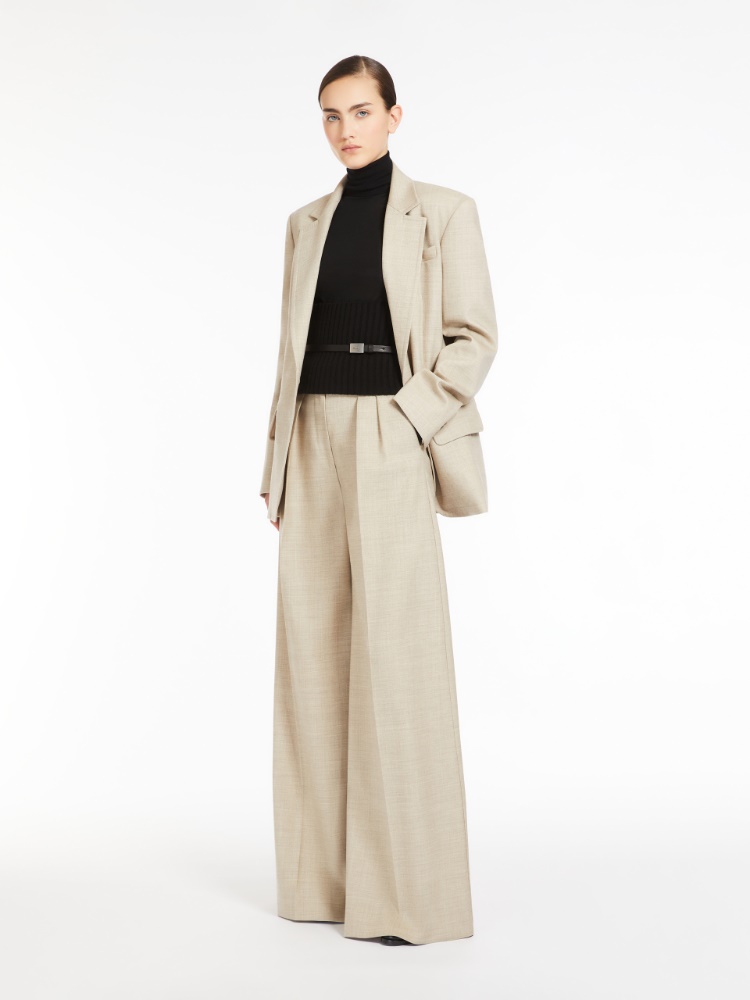 Single-breasted blazer in mélange wool - 米色 - Marina Rinaldi - 2
