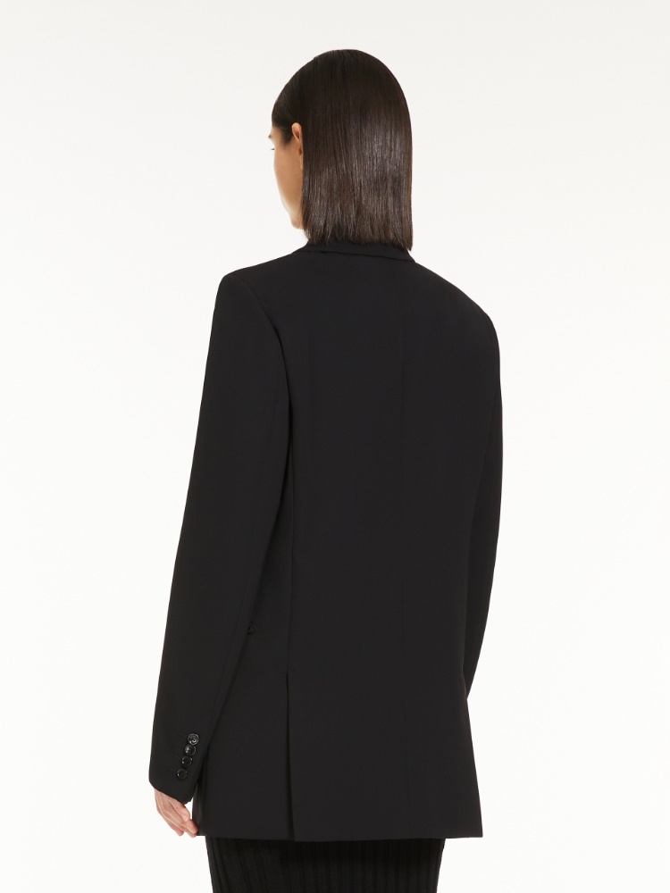 Gabardine wool straight blazer - 黑色 - Marina Rinaldi - 3