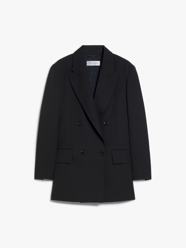 Gabardine wool straight blazer - 黑色 - Marina Rinaldi - 6