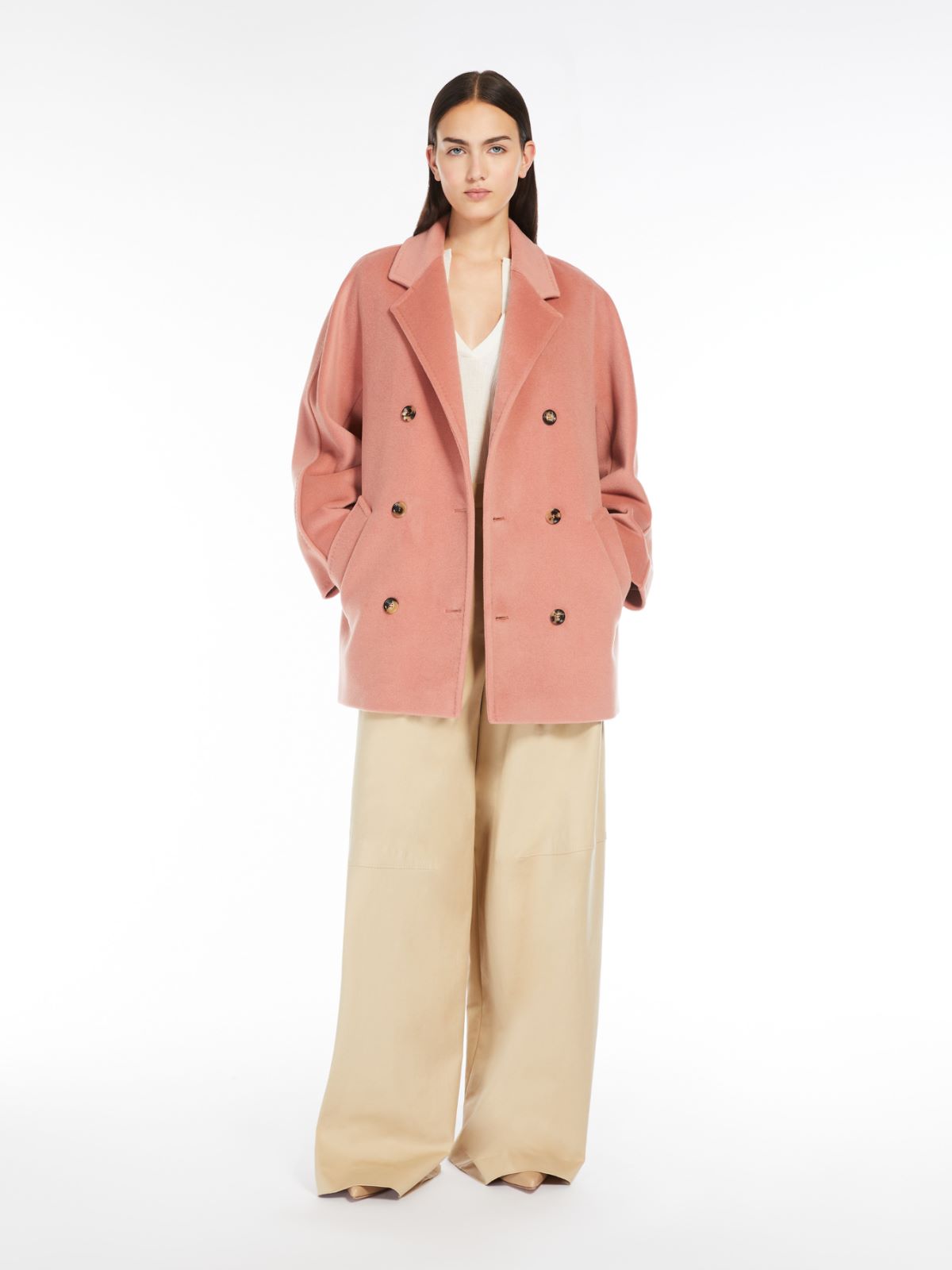 101801短款大衣外套 - 粉红色 - Marina Rinaldi