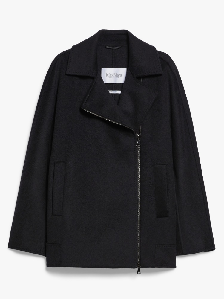 Wool double cloth pea coat - 黑色 - Marina Rinaldi