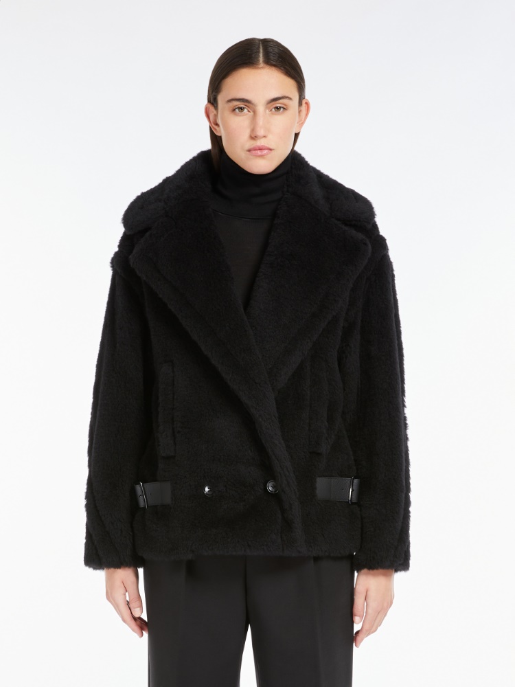 Teddy fabric biker jacket - 黑色 - Marina Rinaldi - 2
